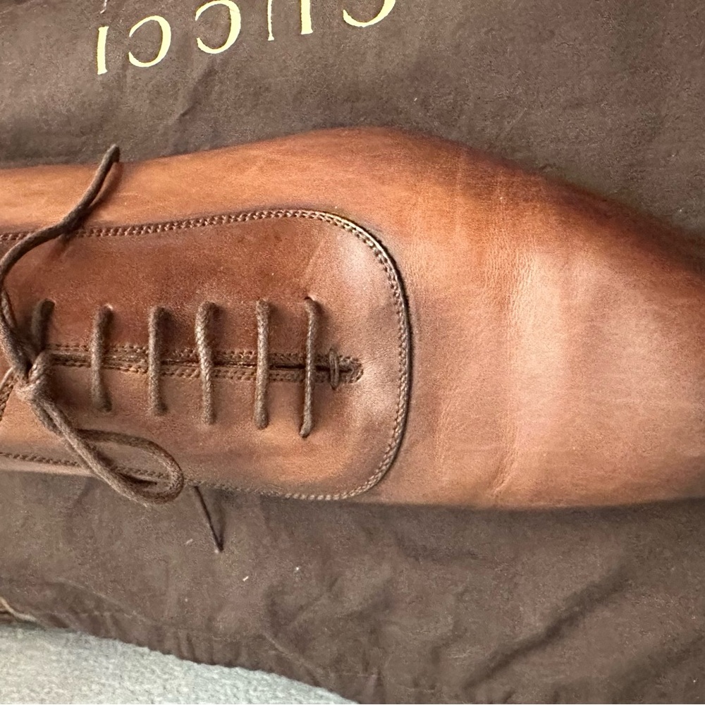 Gucci Men's Brown Leather Oxfords size 8.5 - Picture 3 of 6